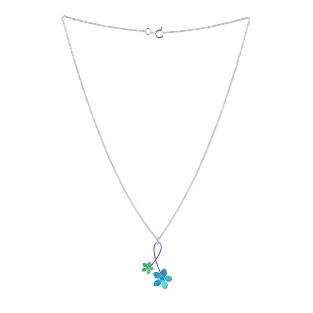 DOUBLE FIVE PETAL FLOWER TWIST TITANIUM NECKLACES