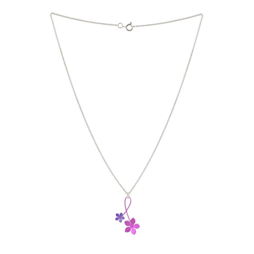 DOUBLE FIVE PETAL FLOWER TWIST TITANIUM NECKLACES