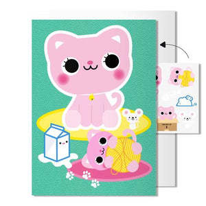 Cat card | with temporary tattoos