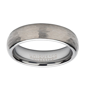 Tungsten carbide ring hammered
