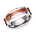TUNGSTEN 7MM FLAT COURT WOOD INLAY RING