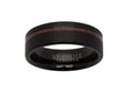 Tungsten Ring with Black Plating and Wood Inlay
