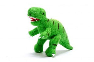 T REX KNITTED DINOSAUR SOFT TOY - GREEN