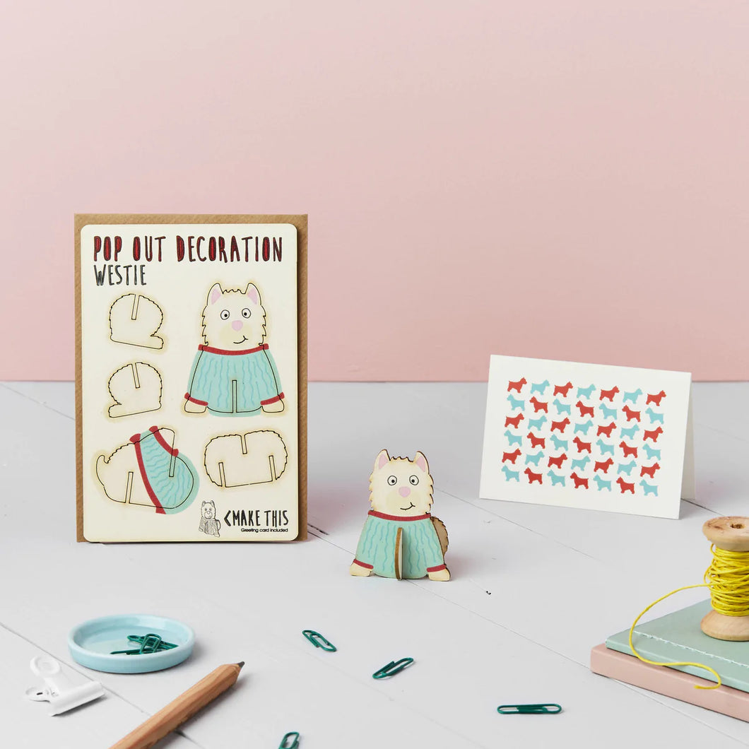 POP out card with wood decoration - WESTIE