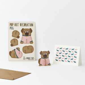 POP out card with wood decoration-PUG