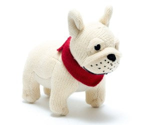KNITTED FRENCH BULLDOG SOFT TOY