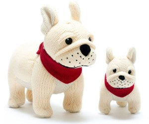 KNITTED FRENCH BULLDOG SOFT TOY