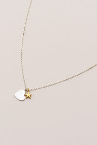 Estella Bartlett necklace -Two tone Heart and star- Silver plated