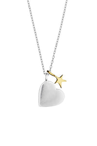 Estella Bartlett necklace -Two tone Heart and star- Silver plated