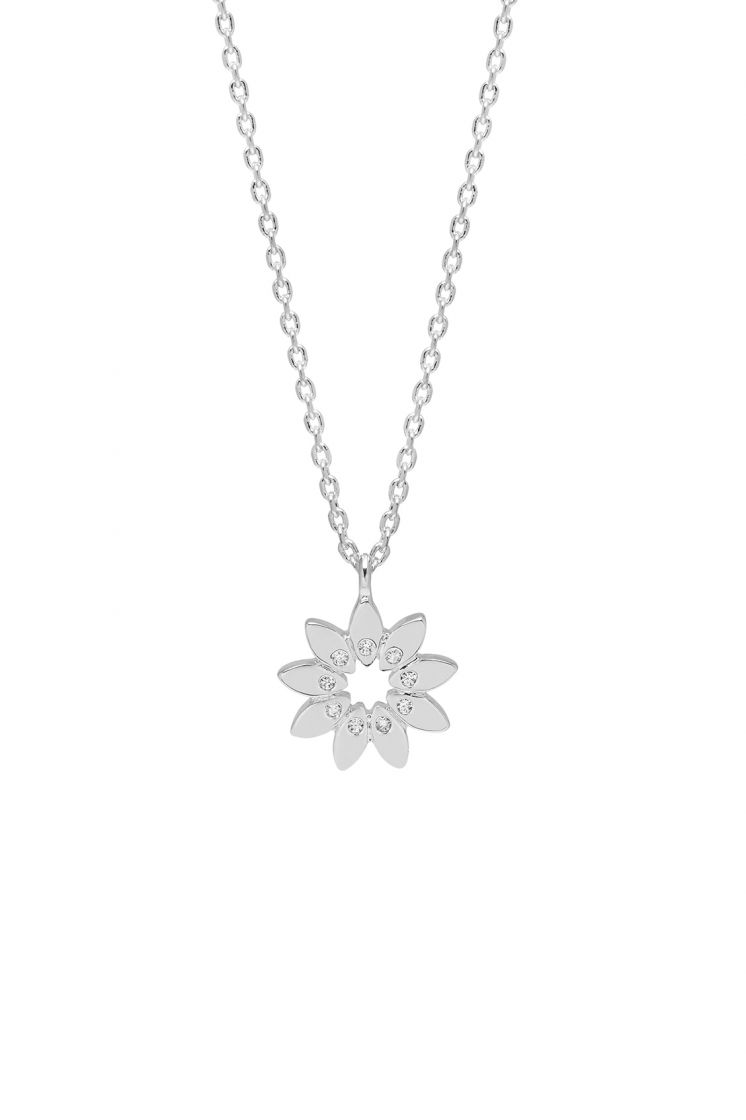 Estella Bartlett necklace -Modern cubic zirconia floral- silver plated