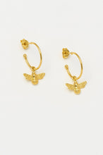 Load image into Gallery viewer, Bee Drop Hoop Earrings - Gold Plated
