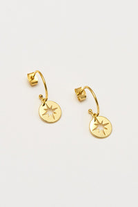 Starburst Disc Drop Earrings- Gold Plated