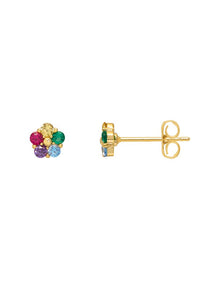 Estella Bartlett Rainbow CZ Flower Stud Earrings- Gold plated
