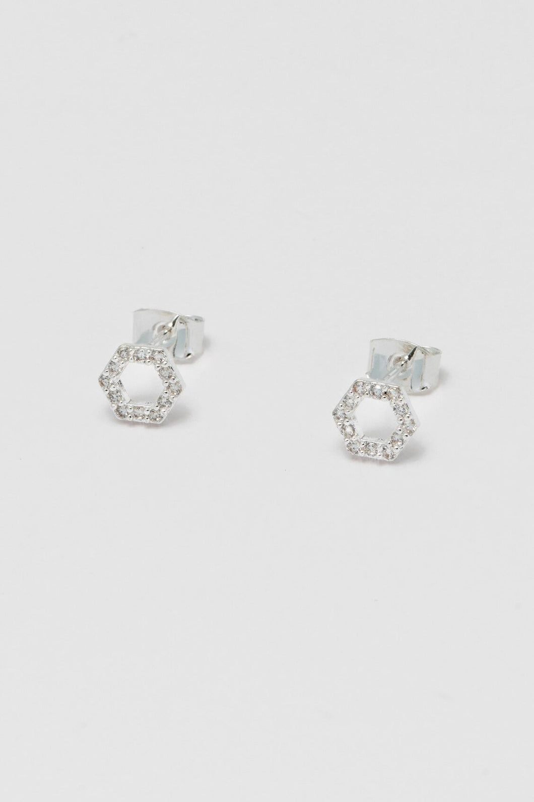 Earrings Sparkly silver hexagons