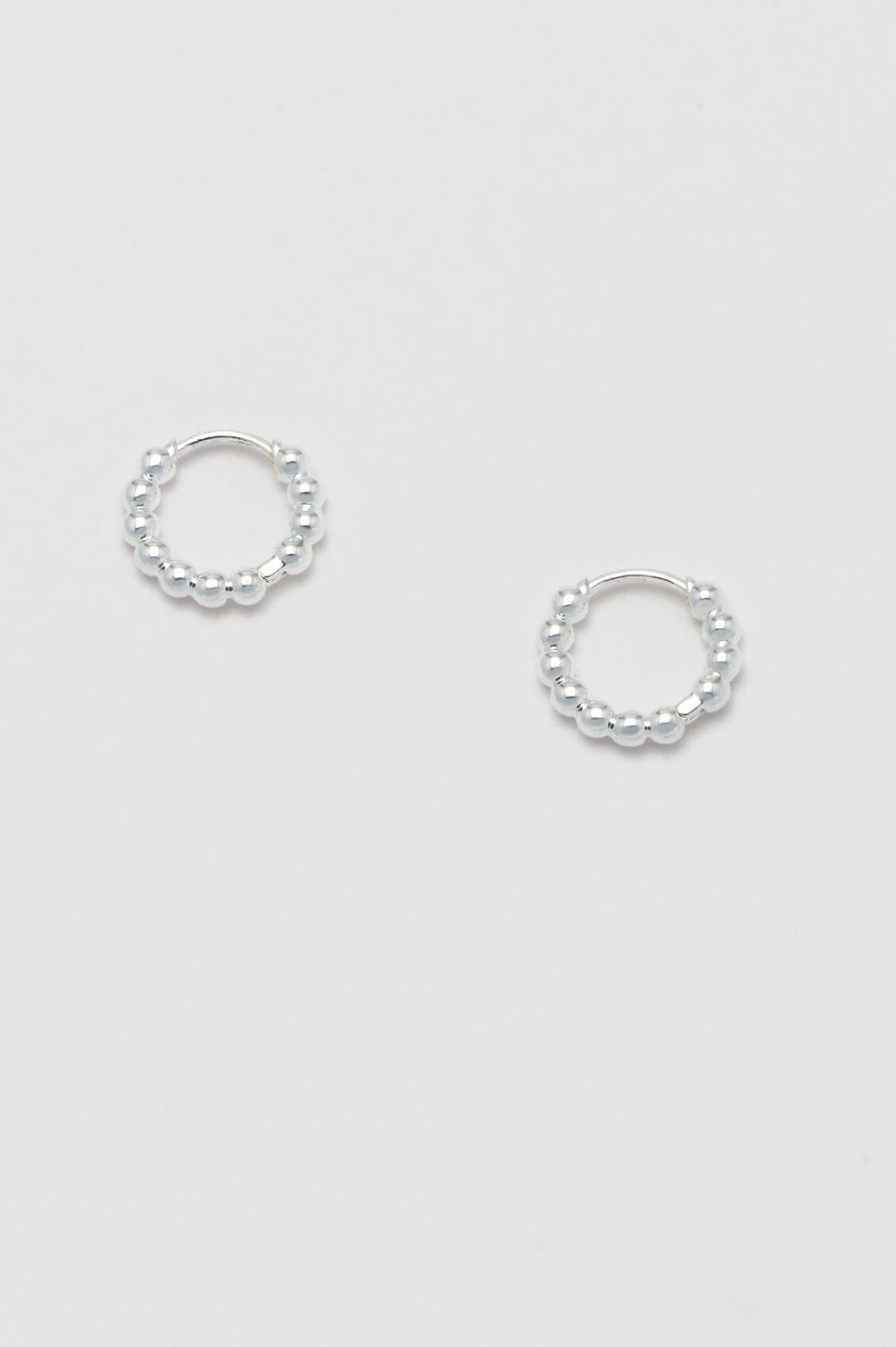 Beaded Mini Huggie Earrings-silver plated