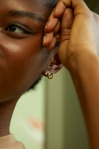 Beaded Mini Huggie Earrings-gold plated