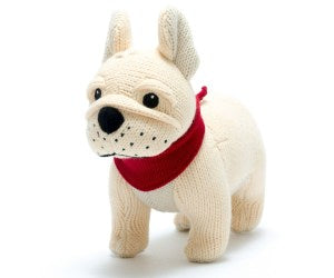 KNITTED FRENCH BULLDOG SOFT TOY