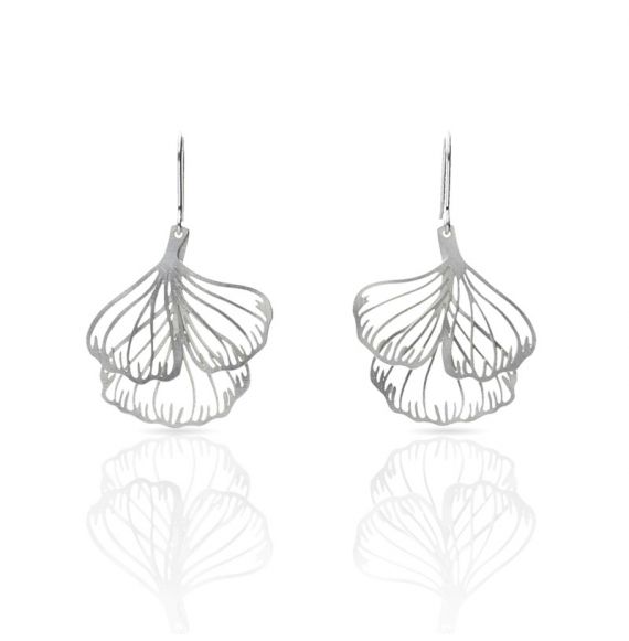 GINKGO BILOBA SILVER EARRING