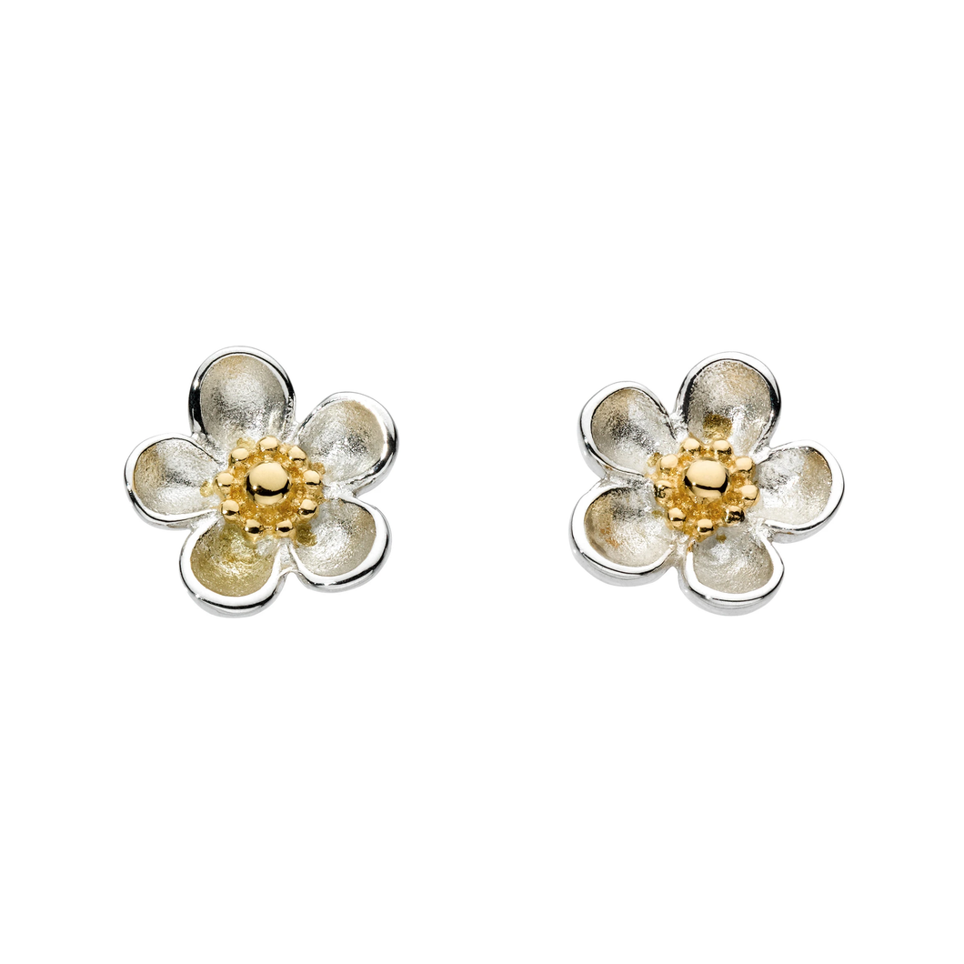 Kit Heath Blossom Wood Rose Gold Plate Stud Earrings