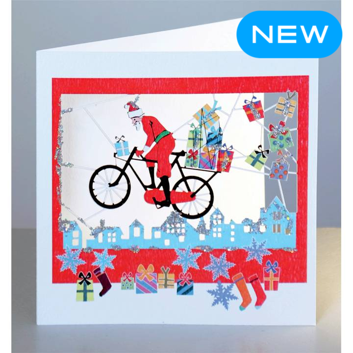 Forever  laser cut Christmas -Santa On A Flying Bike