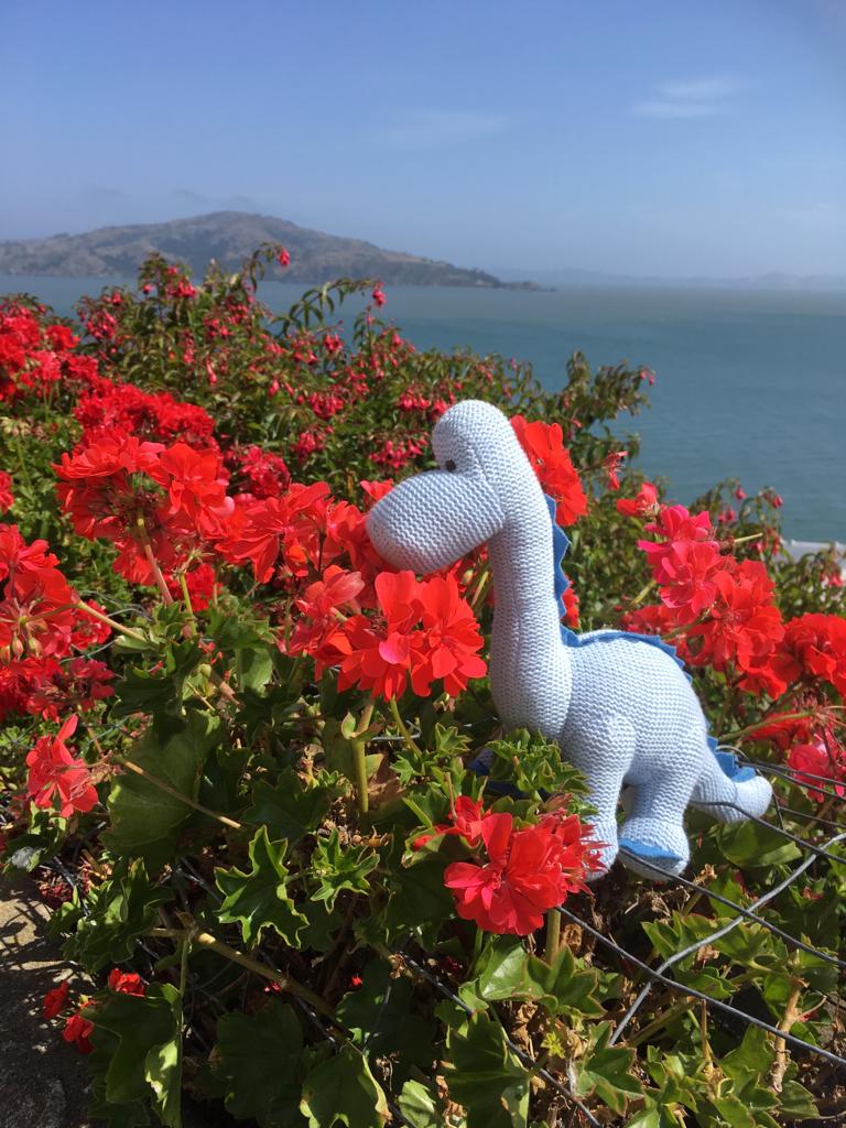 KNITTED BABY DIPLODOCUS RATTLE