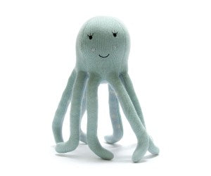 KNITTED ORGANIC SEA GREEN OLLIE OCTOPUS SCANDI TOY