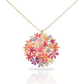 Bouquet Orange Gold Plated Short Pendant | RAS Jewellery | ORA Gallery. pendant detail on white background