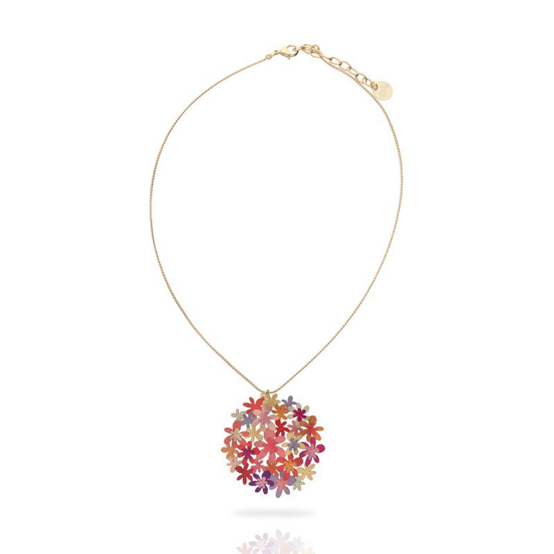 whole image on white background Bouquet Orange Gold Plated Short Pendant | RAS Jewellery | ORA Gallery