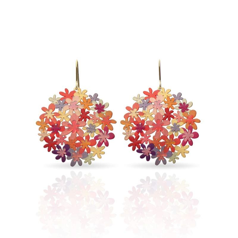 Bouquet Orange Gold Plated Small Earring | RAS Jewellery | ORA Gallery on white background