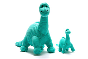ICE BLUE DIPLODOCUS, KNITTED DINOSAUR SOFT TOY