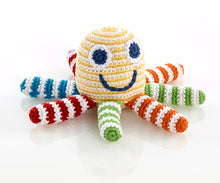 Load image into Gallery viewer, FAIR TRADE CROCHET COTTON OCTOPUS BABY TOY RATTLE

