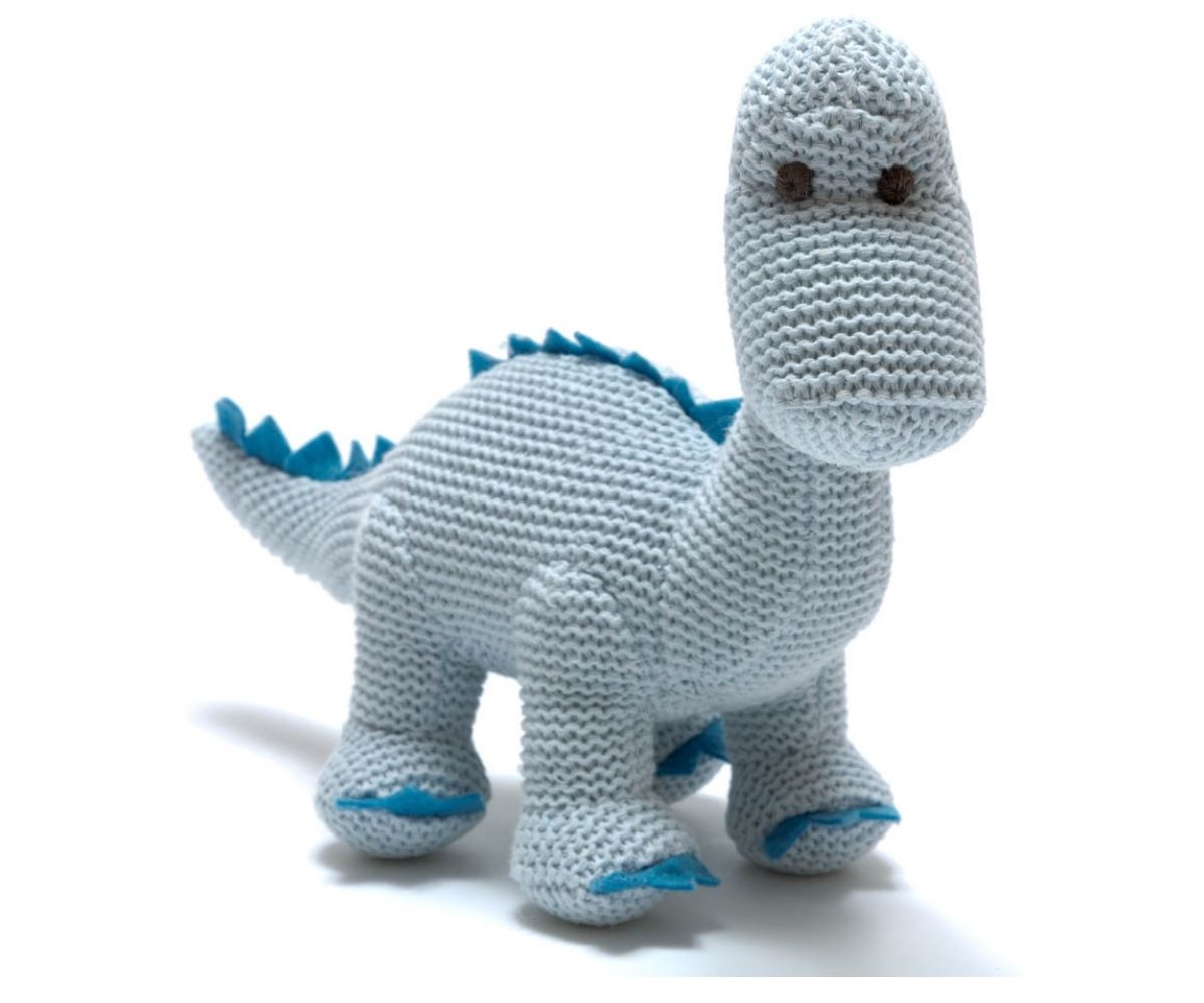 KNITTED BABY DIPLODOCUS RATTLE